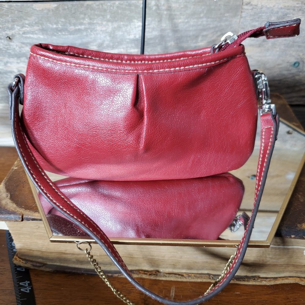 Vintage Liz Claiborne Small Red Polyvinyl Handled Bag
